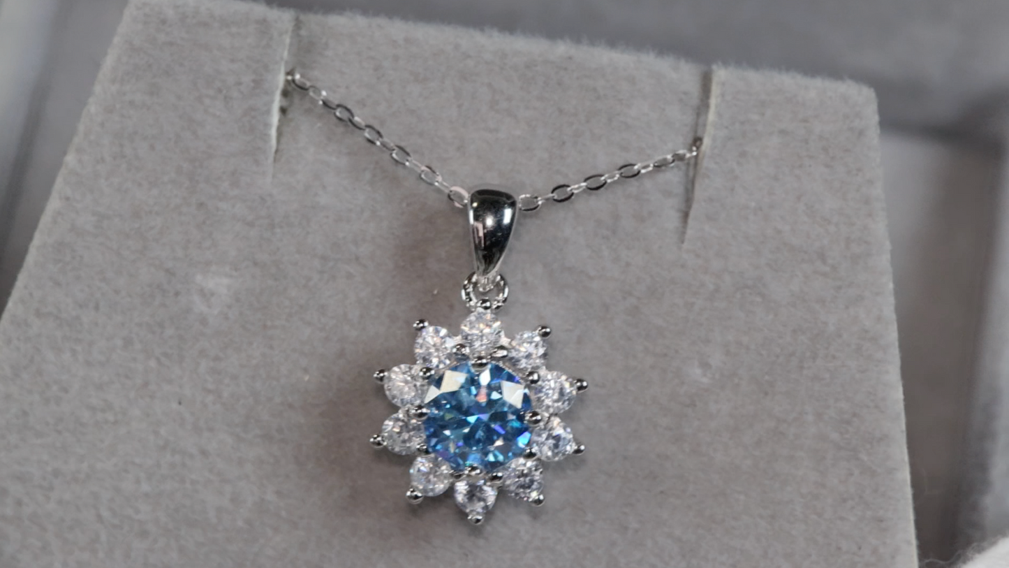 Blue Moissanite Pendant | Blue Diamond Pendant | Snowflake Pendant