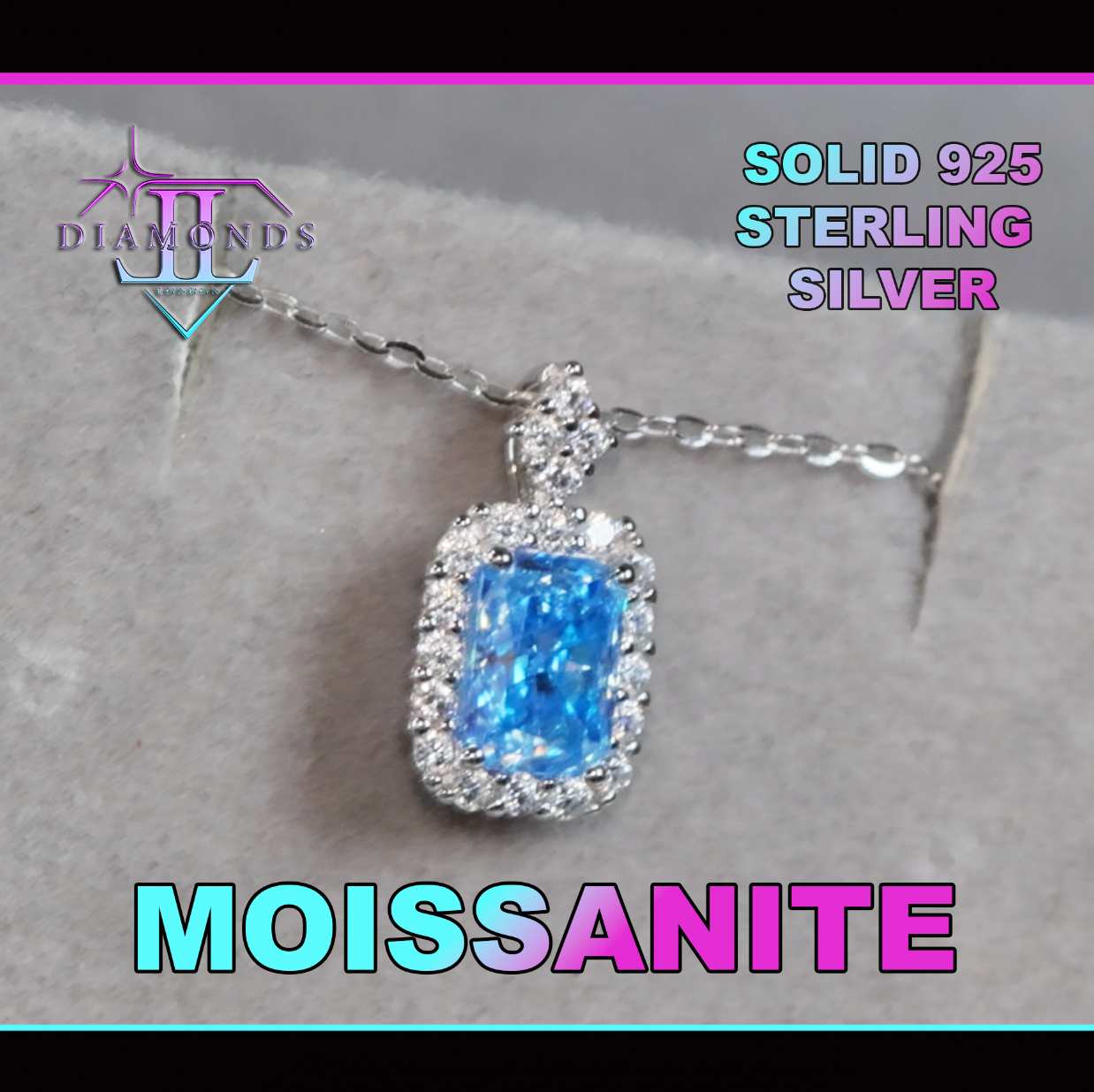 Blue Moissanite Pendant