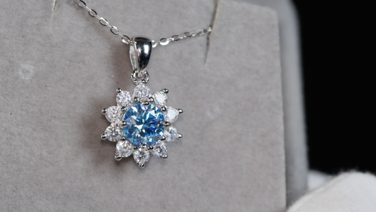 Blue Moissanite Pendant | Blue Diamond Pendant | Snowflake Pendant