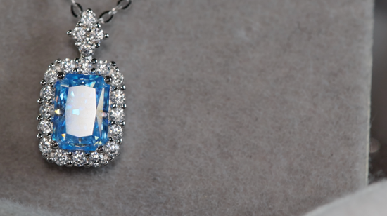 Blue Moissanite Pendant | Blue Diamond Pendant | Moissanite Pendant