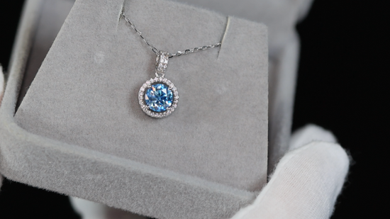 Blue Moissanite Pendant | Blue Diamond Pendant | Blue Moissanite Diamond Pendant