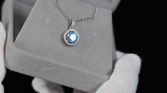 Blue Moissanite Pendant | Blue Diamond Pendant | Blue Moissanite Diamond Pendant