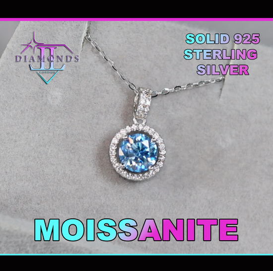 Blue Moissanite Diamond Pendant