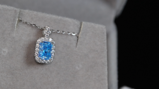 Blue Moissanite Pendant | Blue Diamond Pendant | Moissanite Pendant