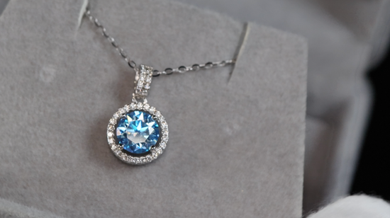 Blue Moissanite Pendant | Blue Diamond Pendant | Blue Moissanite Diamond Pendant