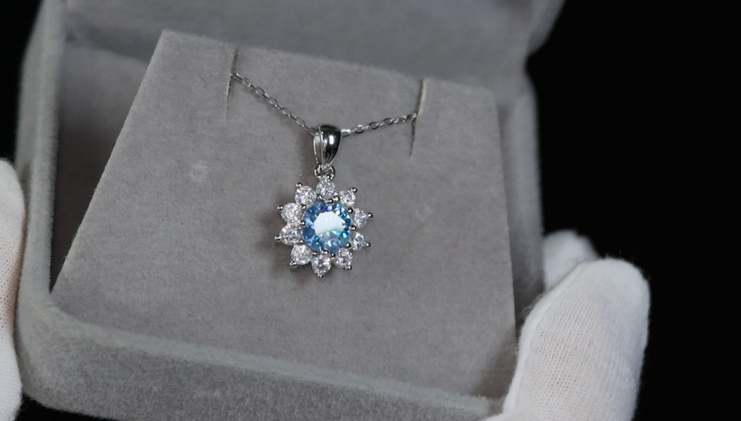 Blue Moissanite Diamond Pendant