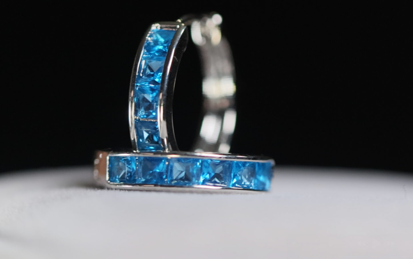 Blue Diamond Hoop Earrings