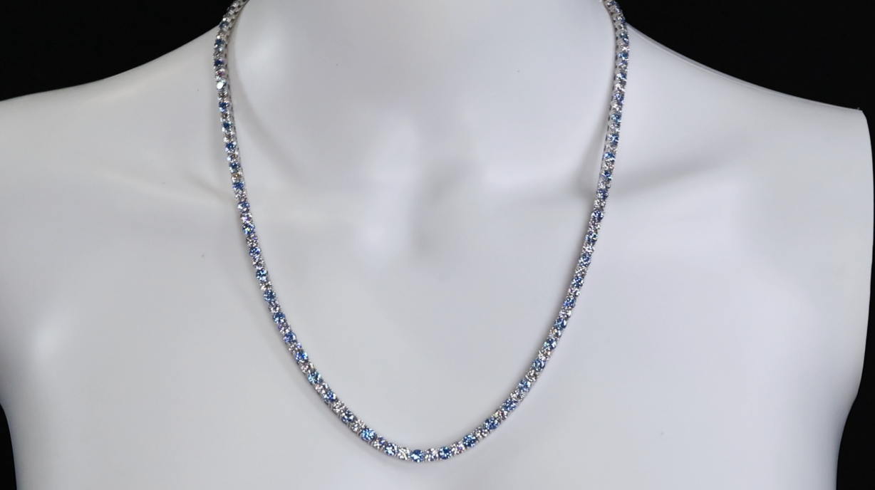 Blue Moissanite Diamond Tennis Necklace