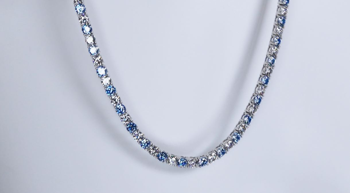 Blue Moissanite Diamond Necklace