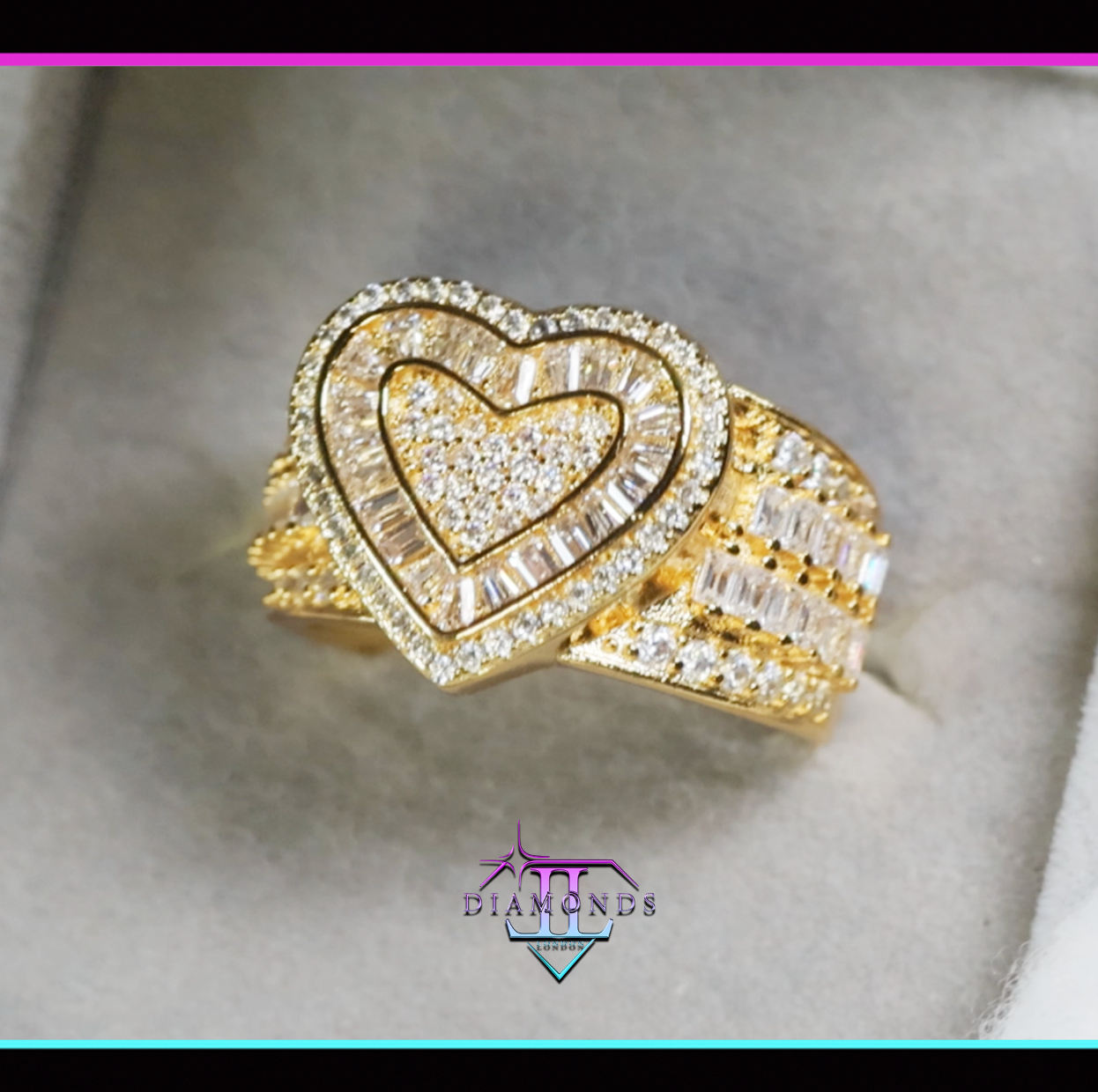Gold Diamond Heart Ring