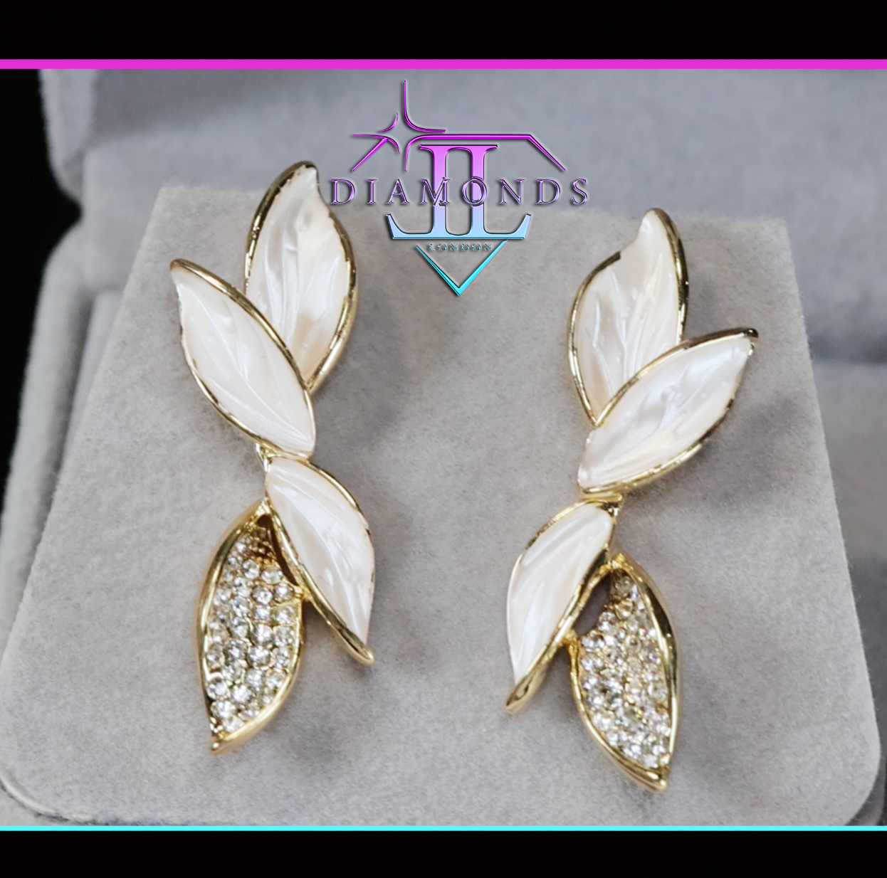 Gold Diamond Pearl Earrings