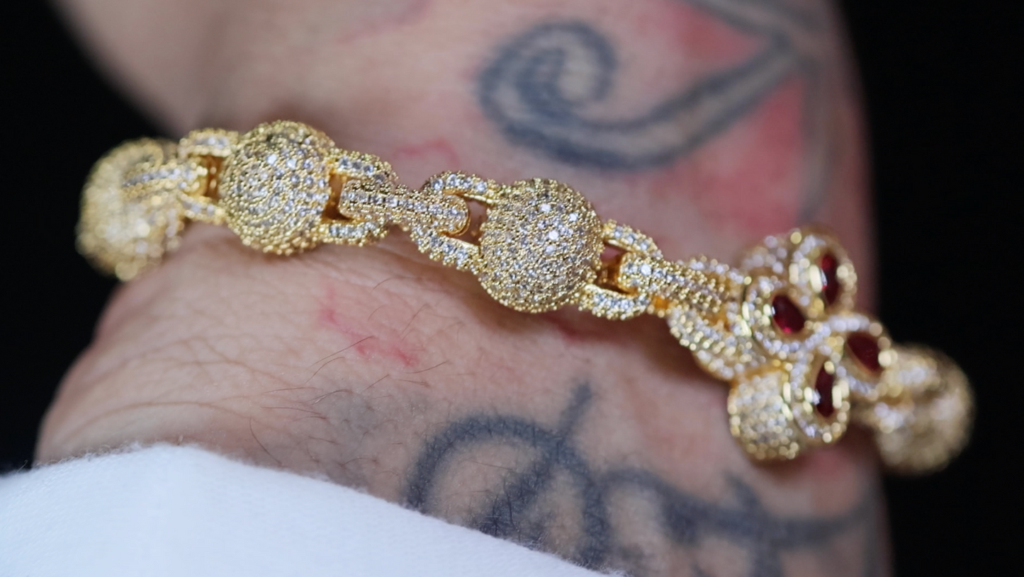 Men's Gold Diamond Ball Bracelet