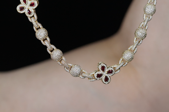 Men's Red Diamond Clover Chain
