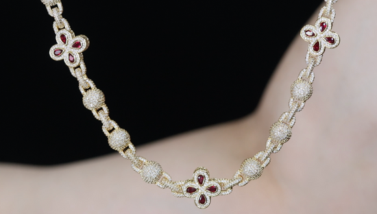 Men's Red Diamond Clover Chain