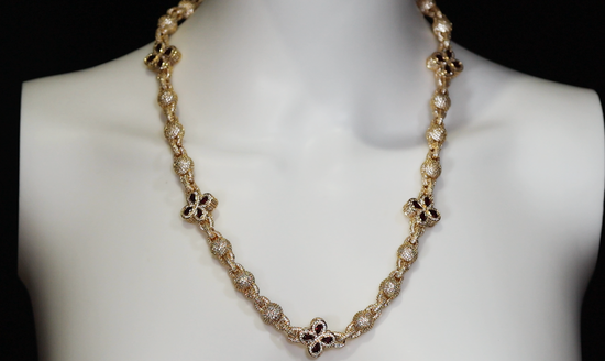 Men's Gold Necklace with Red Diamonds