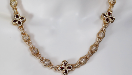 Men's Red Diamond Cross Chain