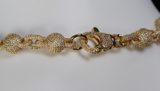 Men's Gold Diamond Ball Necklace