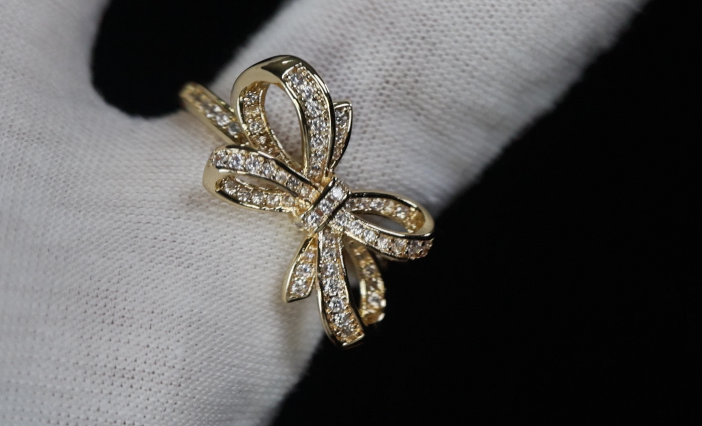 Gold Diamond Ribbon Ring | Diamond Ribbon Ring | Diamond Bow Ring