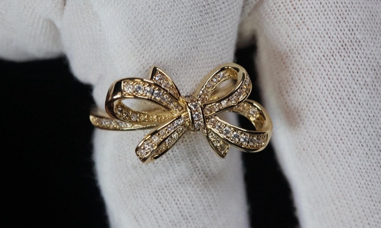 Gold Diamond Ribbon Ring | Diamond Ribbon Ring | Diamond Bow Ring