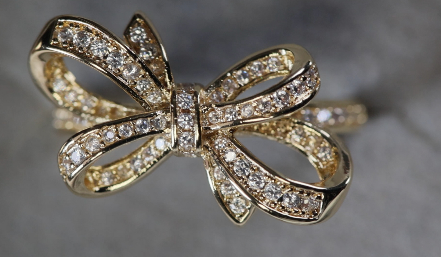 Gold Diamond Ribbon Ring | Diamond Ribbon Ring | Diamond Bow Ring