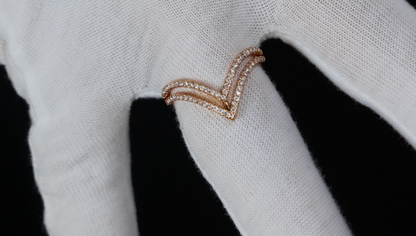Gold Wishbone Diamond Ring