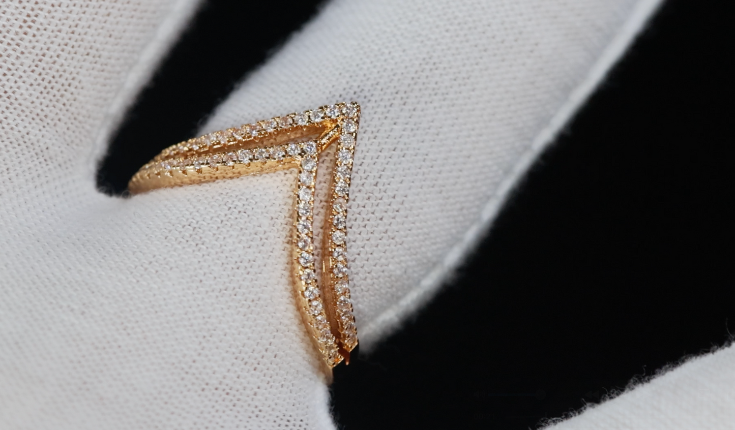 Gold Wishbone Diamond Ring