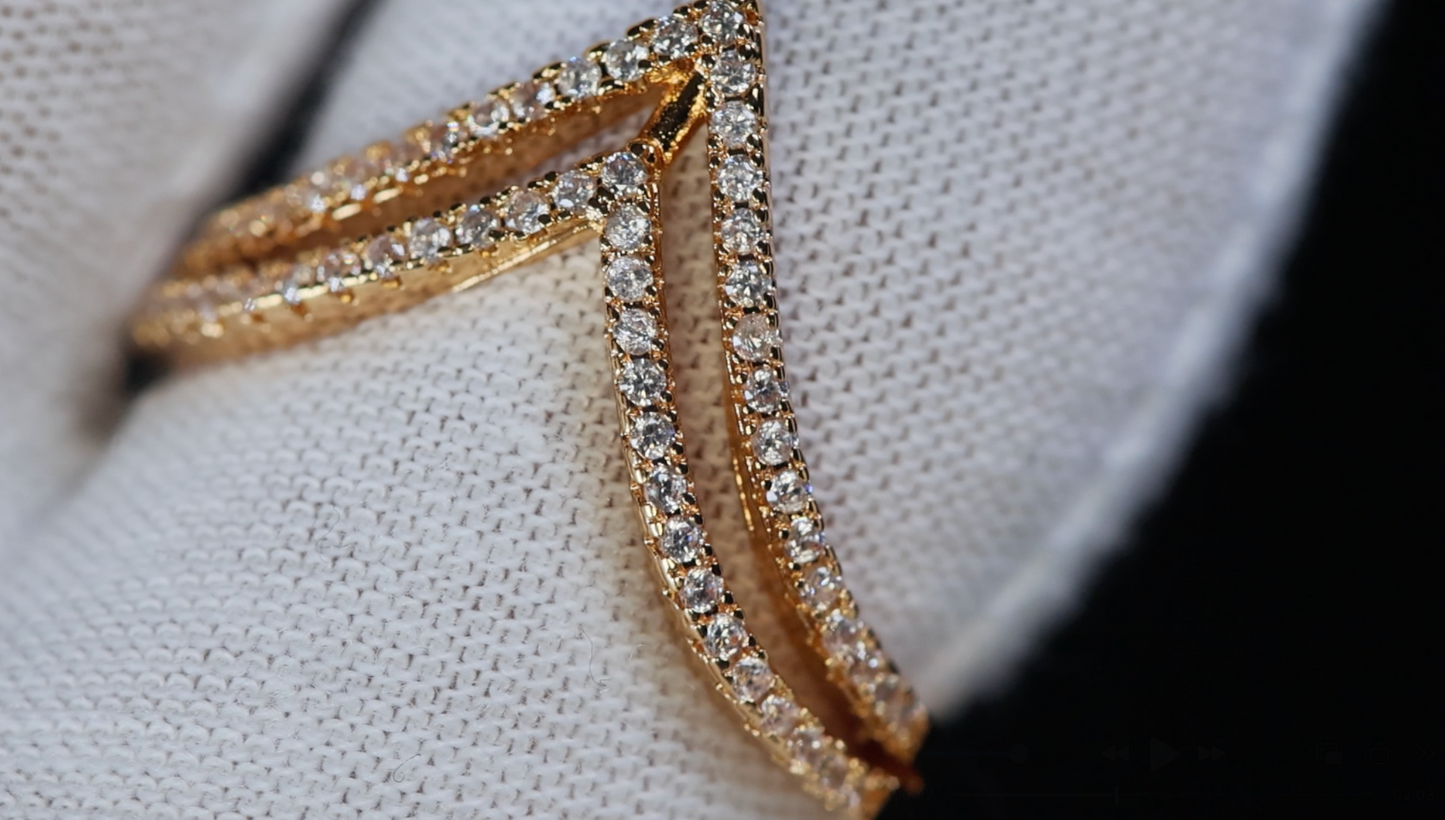 Gold Wishbone Diamond Ring