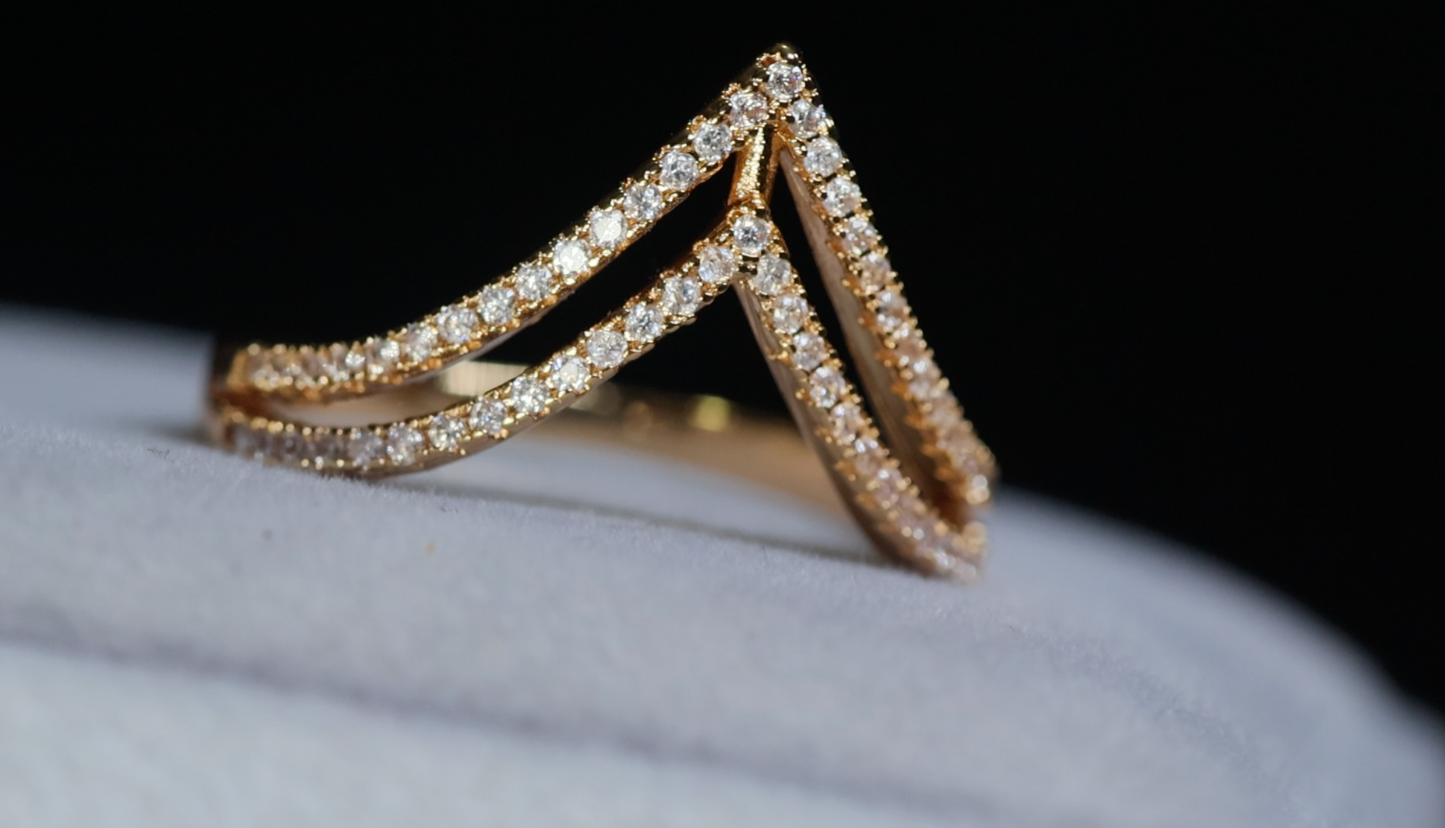 Gold Wishbone Diamond Ring