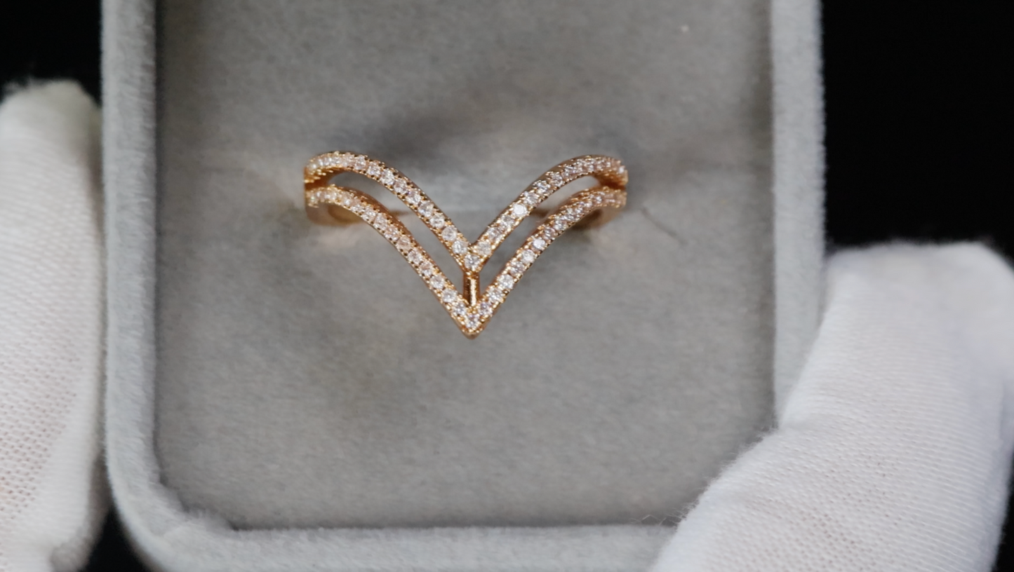 Gold Wishbone Diamond Ring