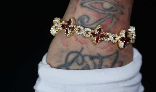 Men's Red Diamond Cross Bracelet