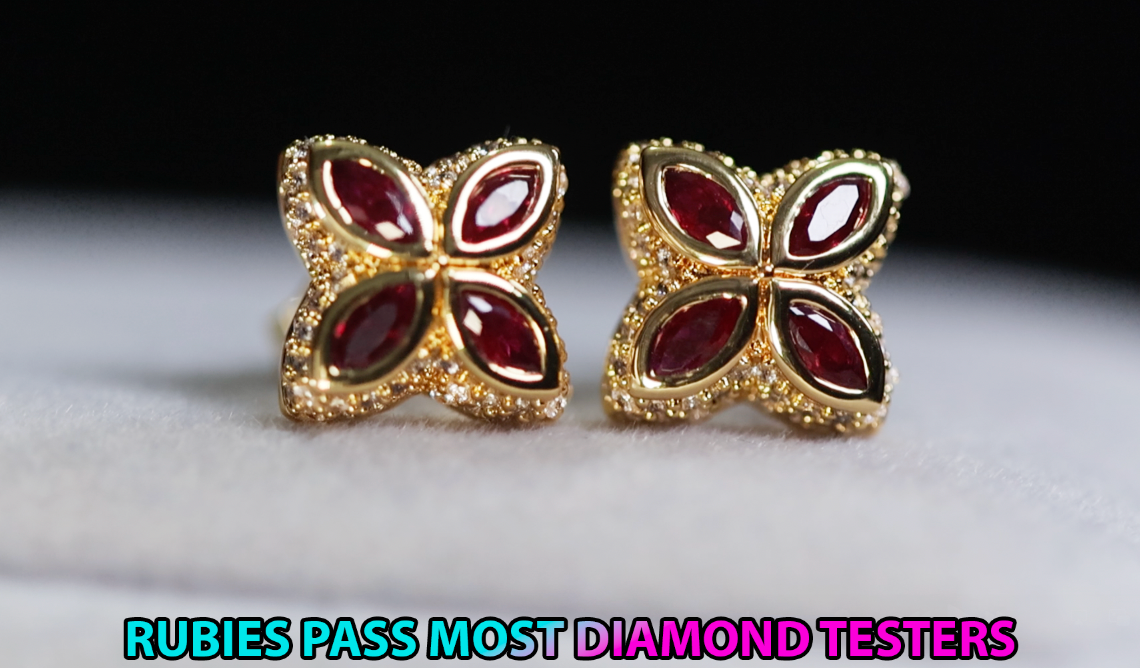 Red Diamond Clover Ear Studs