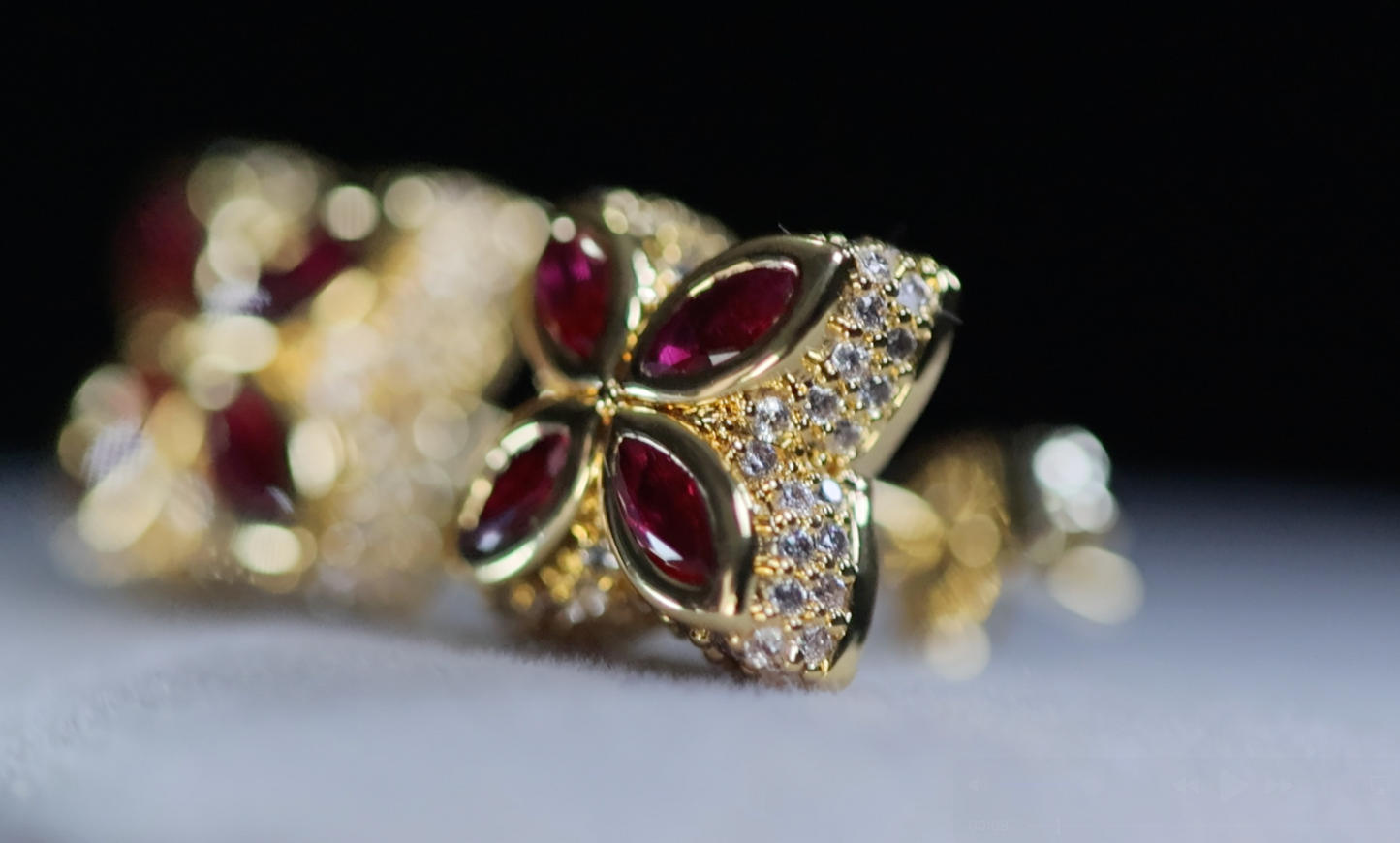 Red Diamond Clover Ear Studs