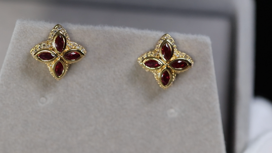 Red Diamond Clover Earrings