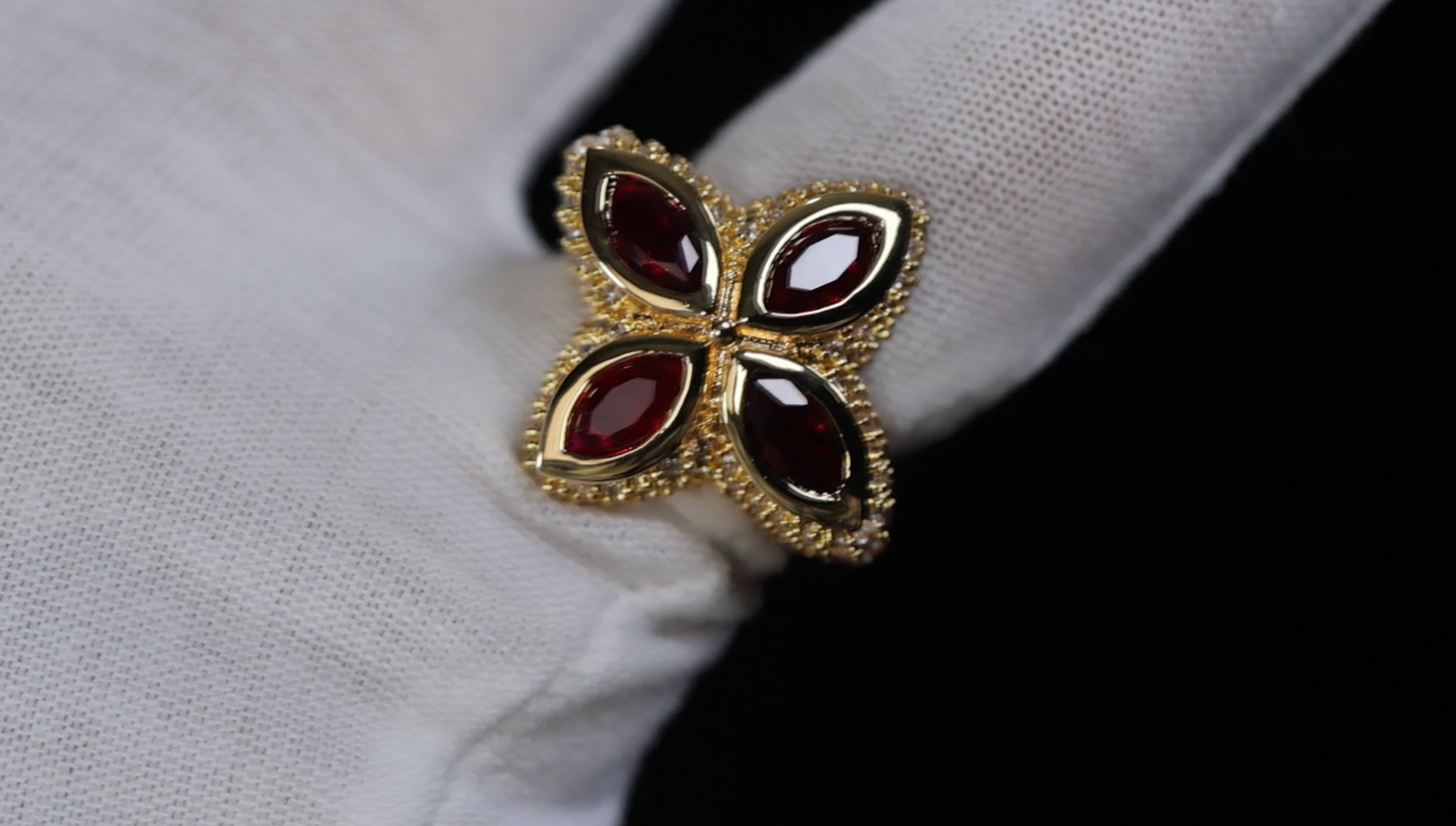 Men's Gold Red Diamond Ring