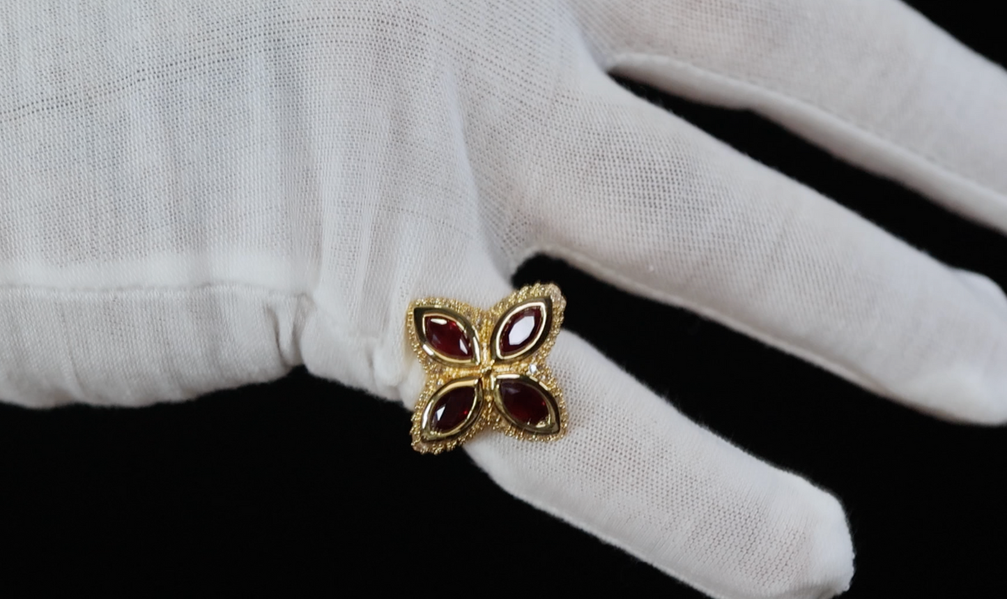 Men's Gold Red Diamond Ring