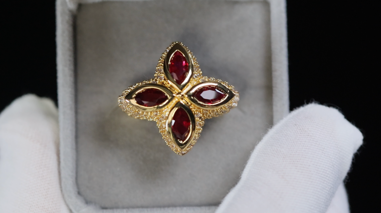 Men's Gold Red Diamond Ring