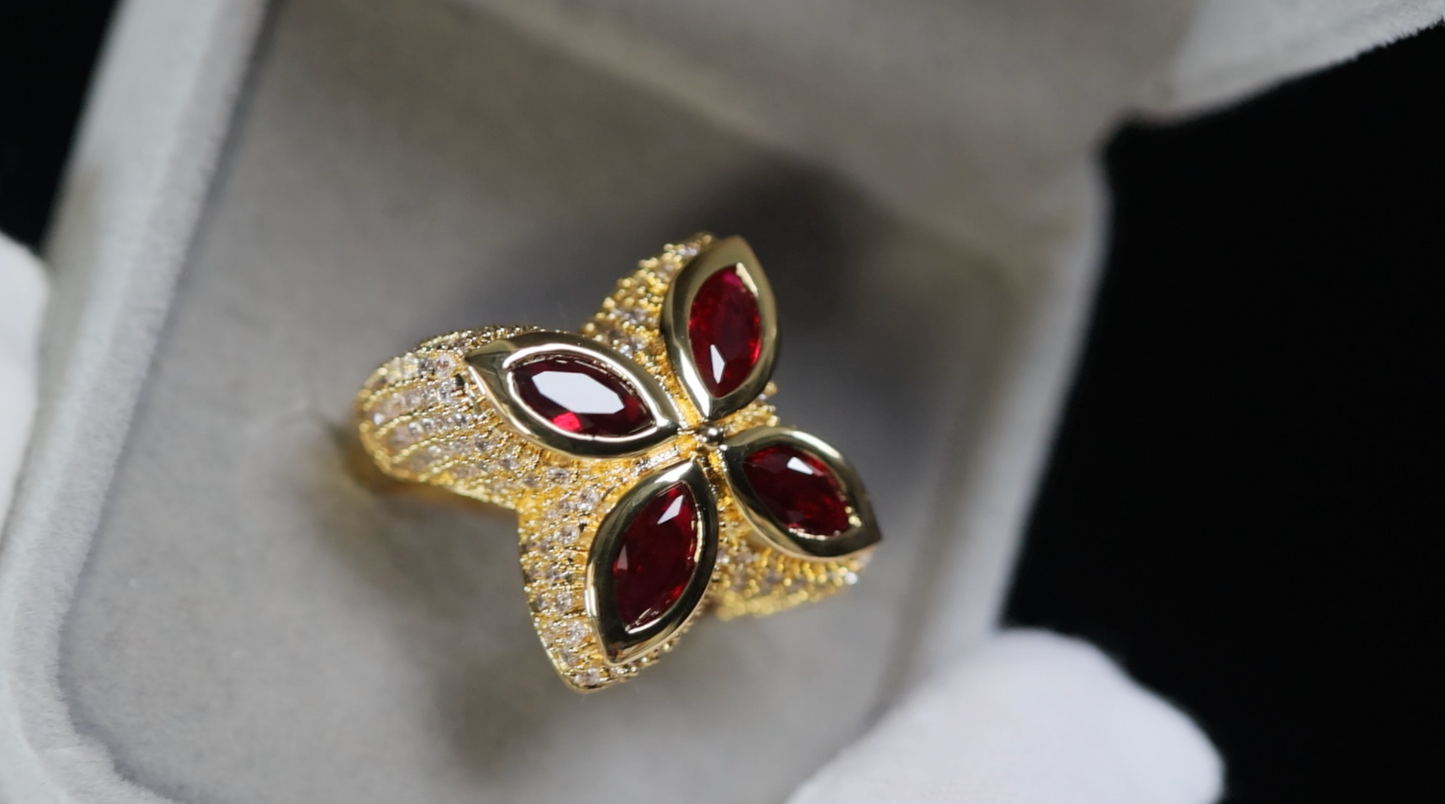 Men's Gold Red Diamond Ring