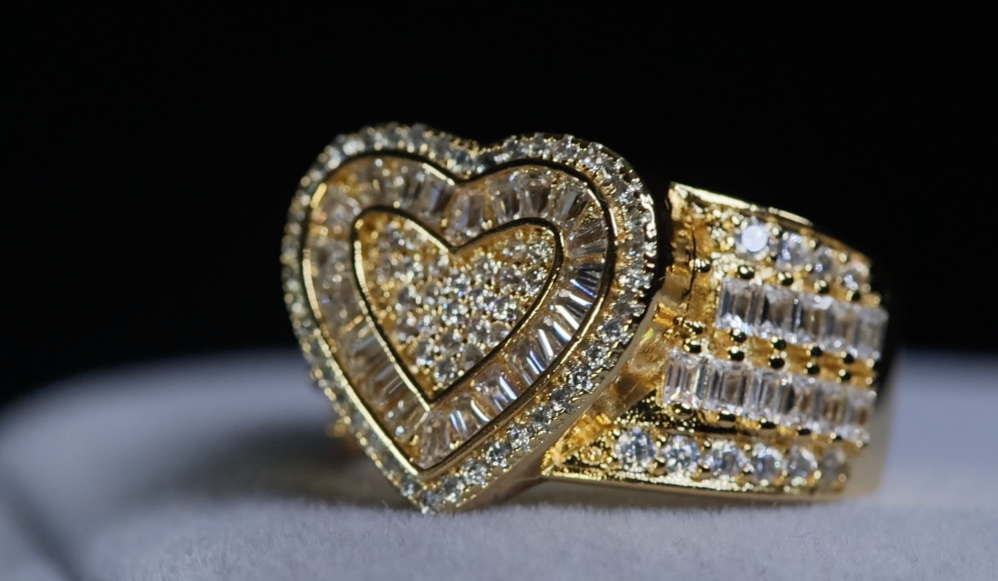 Gold Diamond Heart Ring