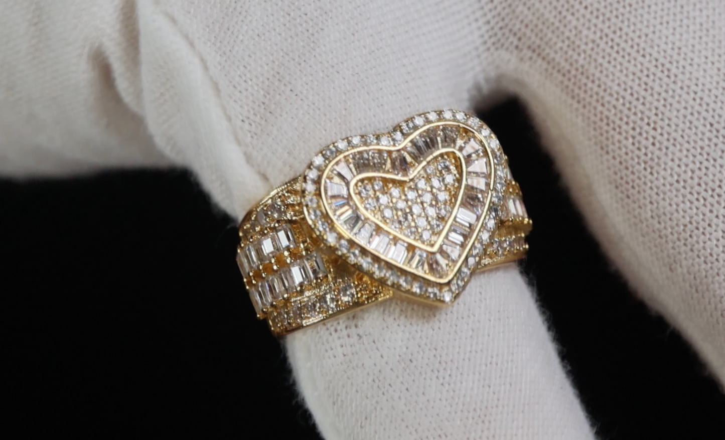 Gold Diamond Heart Ring