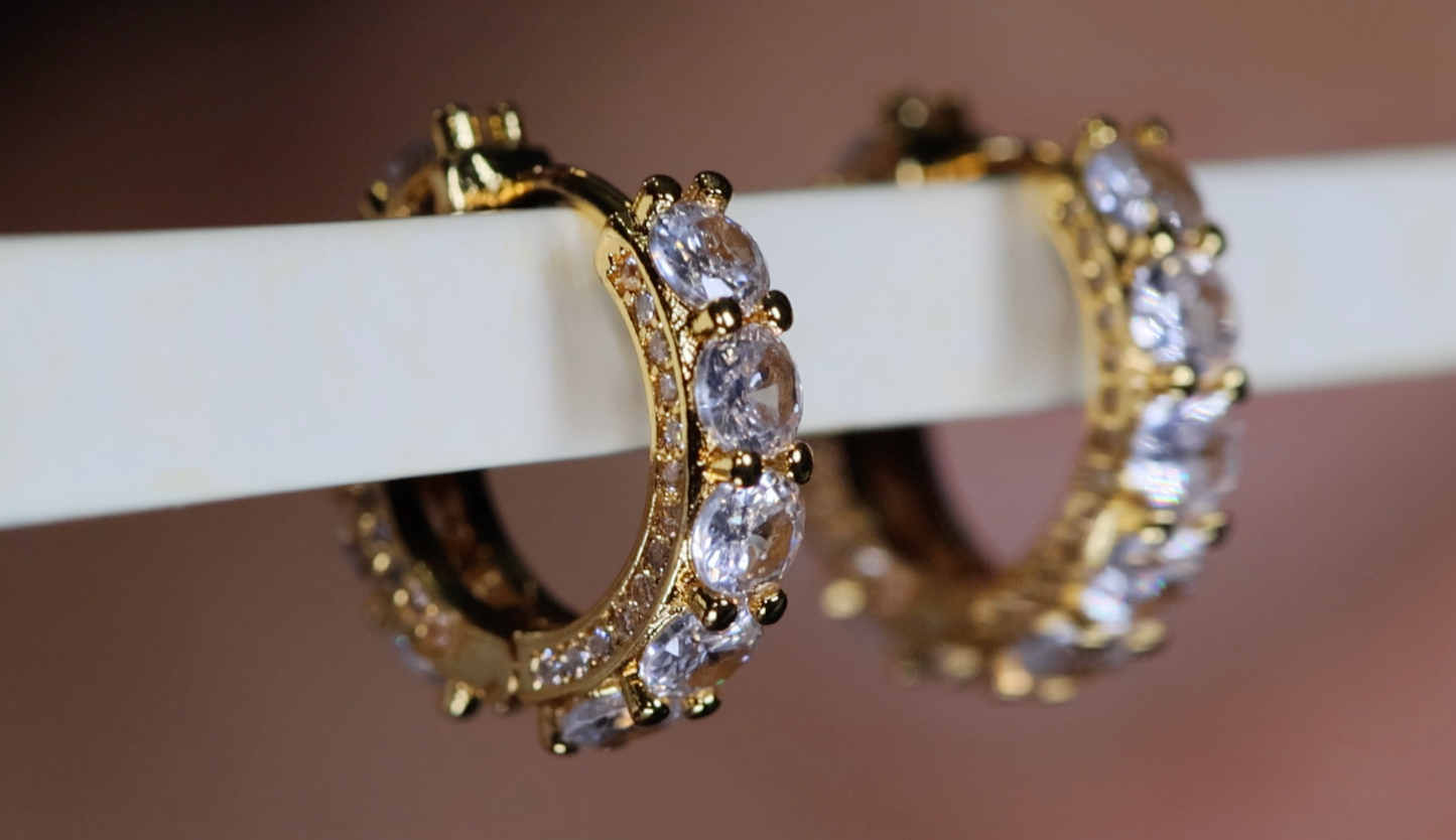 Gold Diamond Hoop Earrings