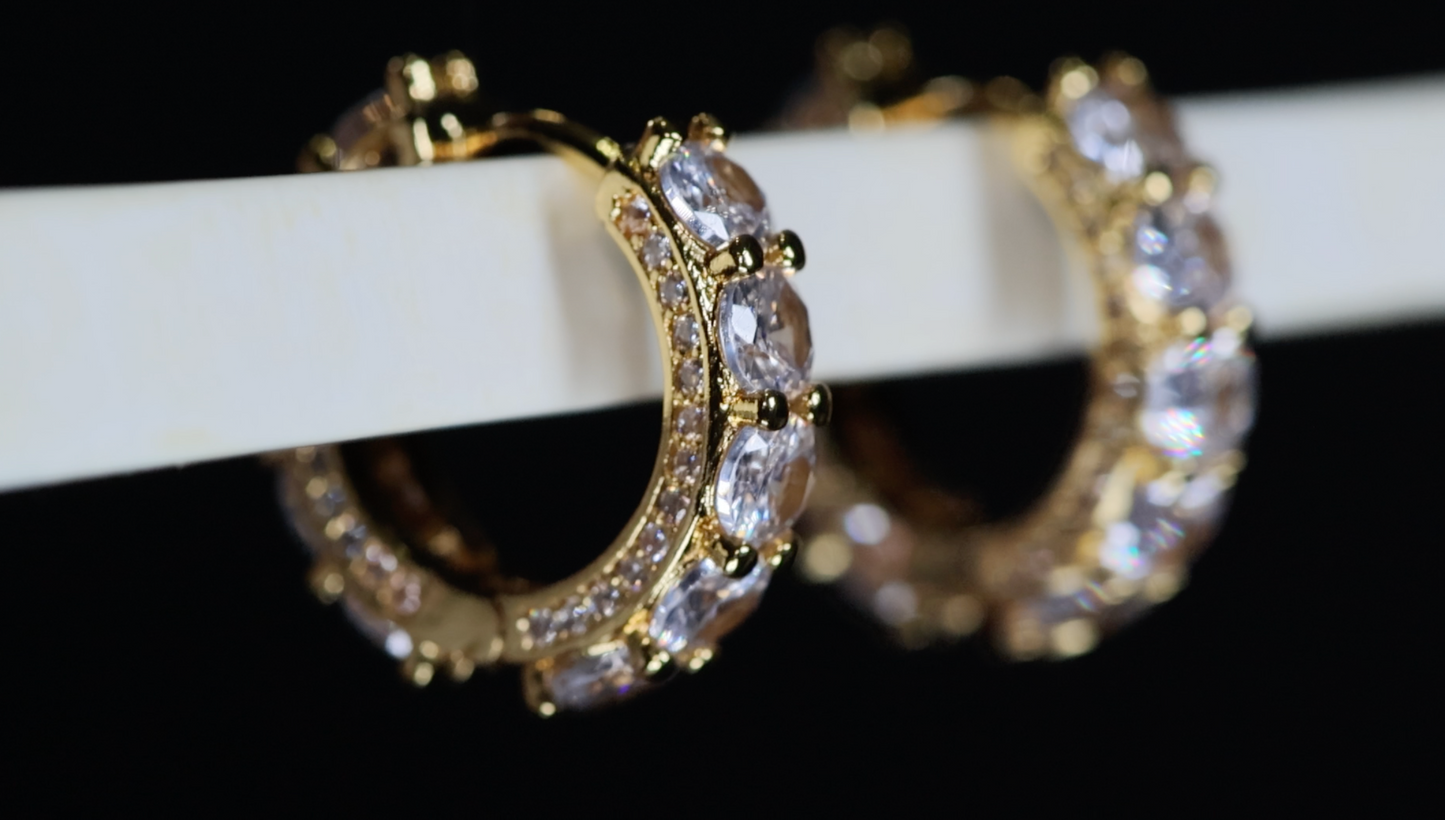 Gold Diamond Hoop Earrings