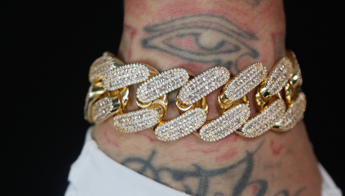 Mens Gold Moissanite Cuban Bracelet