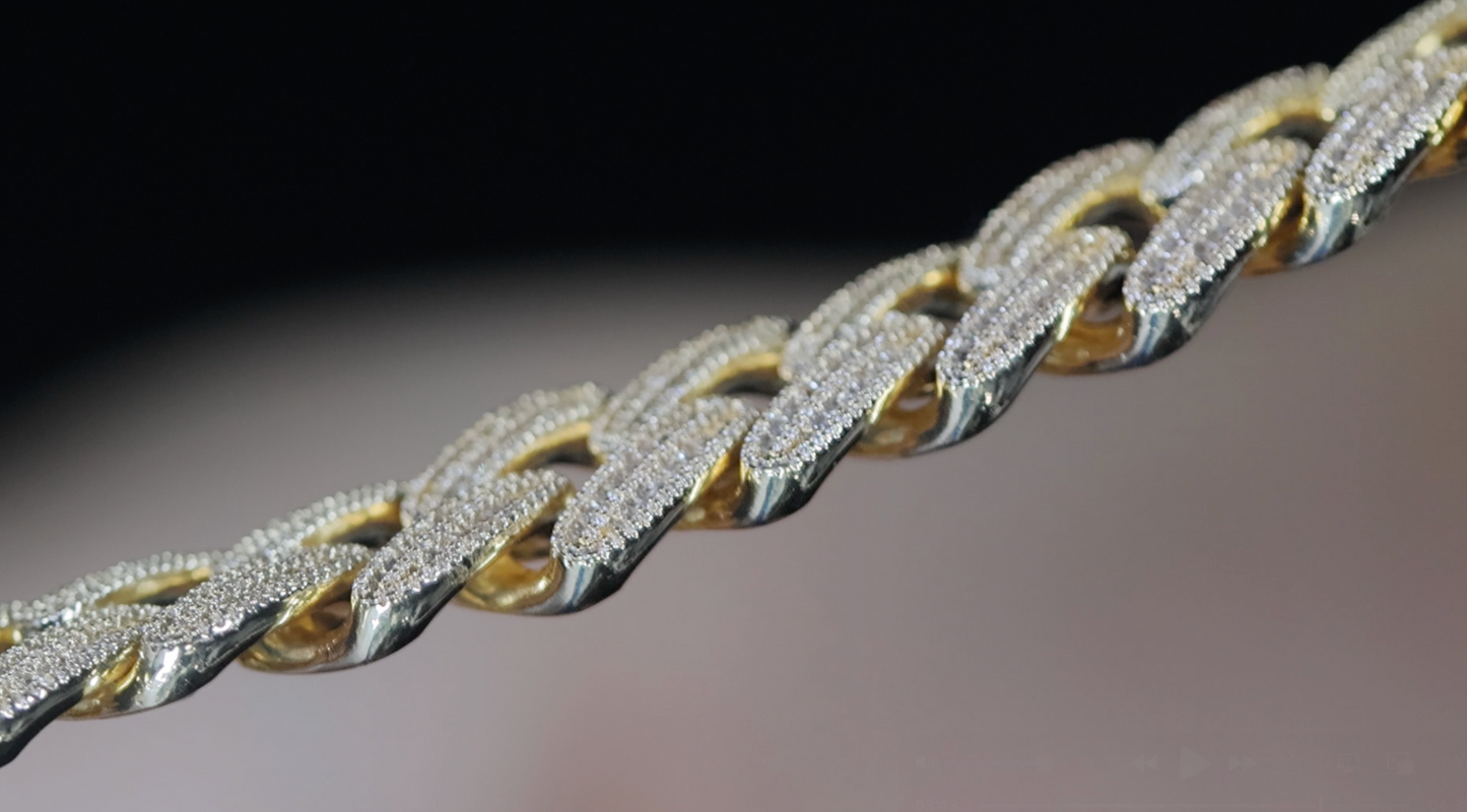 Gold Moissanite Cuban Link Bracelet