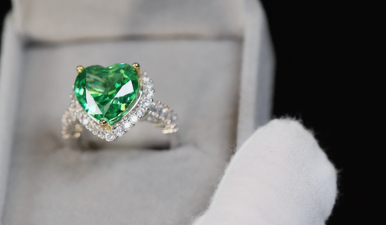 Green Diamond Heart Ring