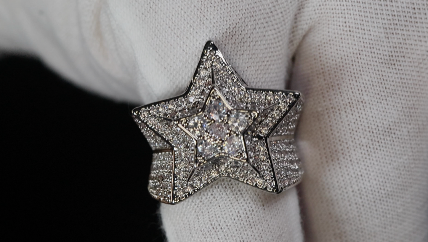 Mens Diamond Star Ring