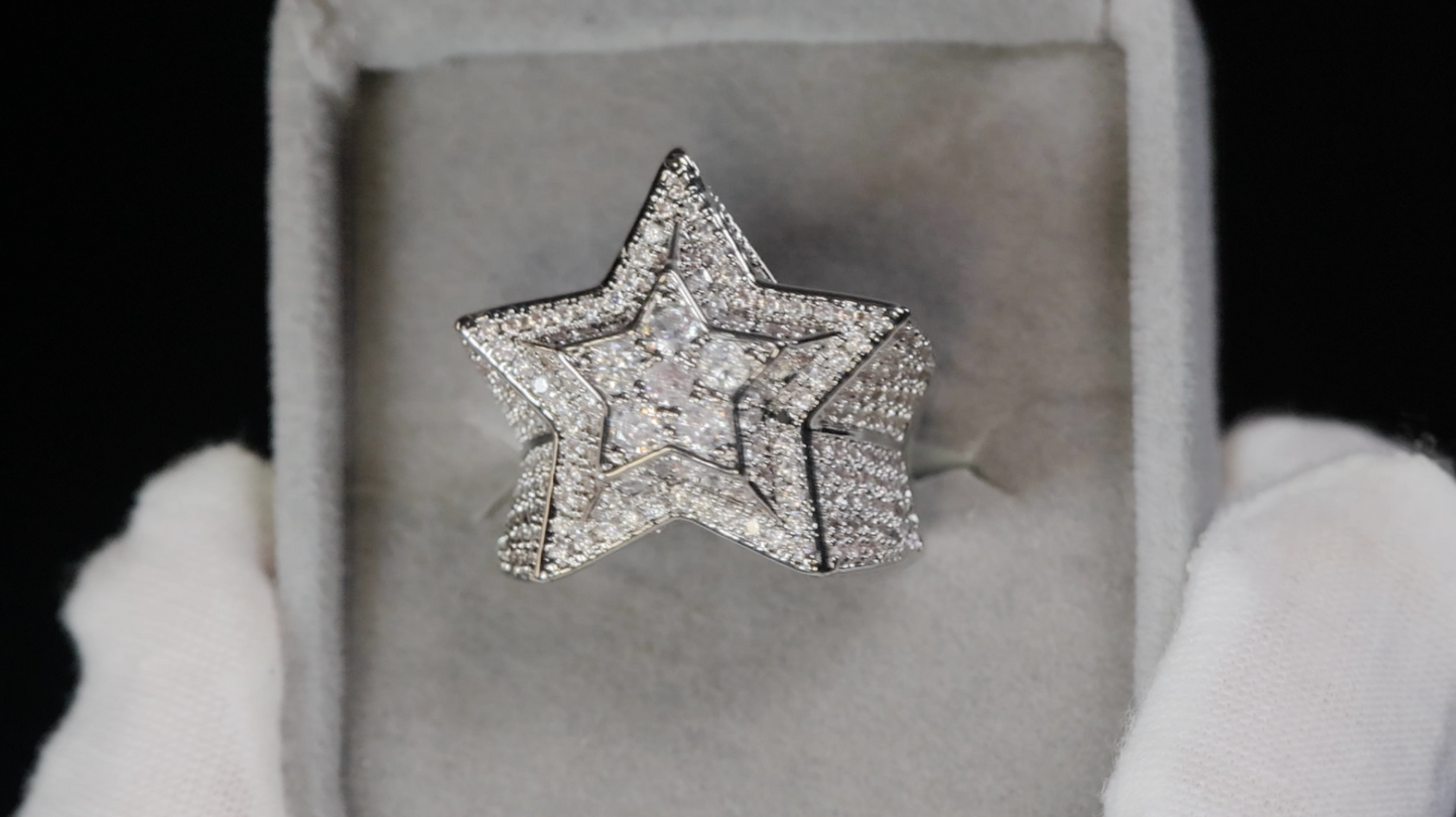 Mens Diamond Star Ring