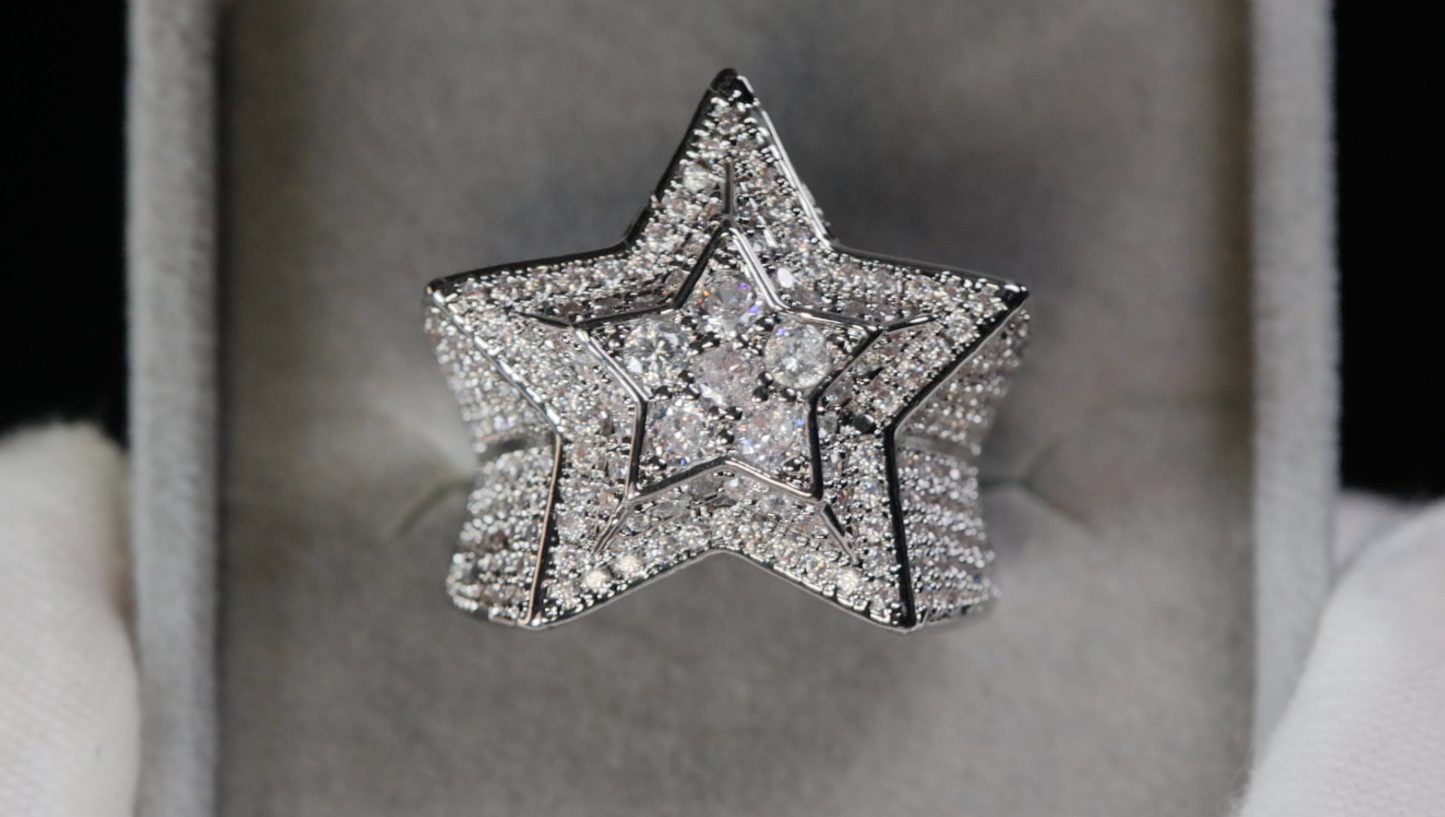 Mens Diamond Star Ring