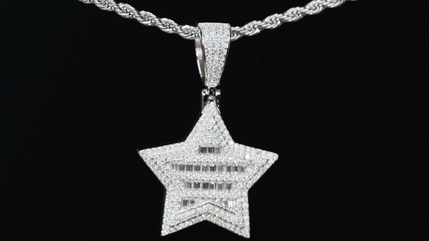 Hip Hop Moissanite Diamond Star Pendant