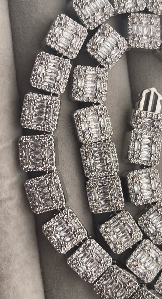 Iced Out Baguette Chain | Baguette Cut Diamond Bracelet | Baguette Cut Diamond Necklace