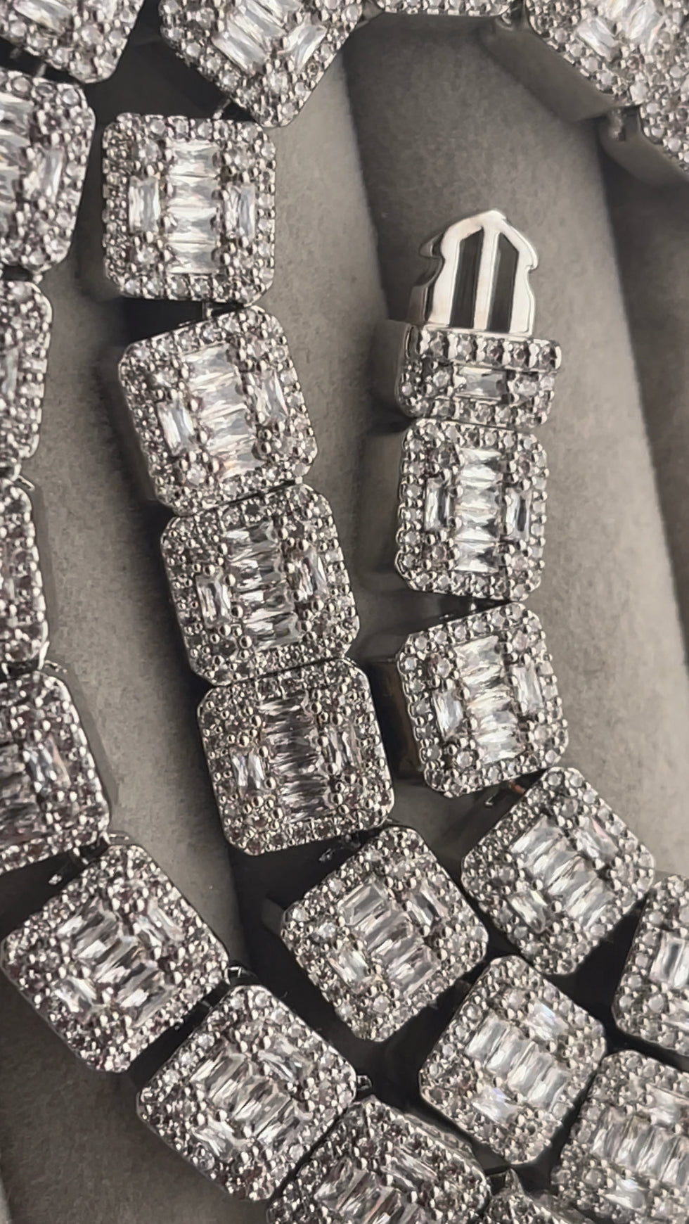 Iced Out Baguette Chain | Baguette Cut Diamond Bracelet | Baguette Cut Diamond Necklace